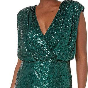 BCBG MAXAZRIA Women's Short Sleeve Floor Length Gown with Side Slit